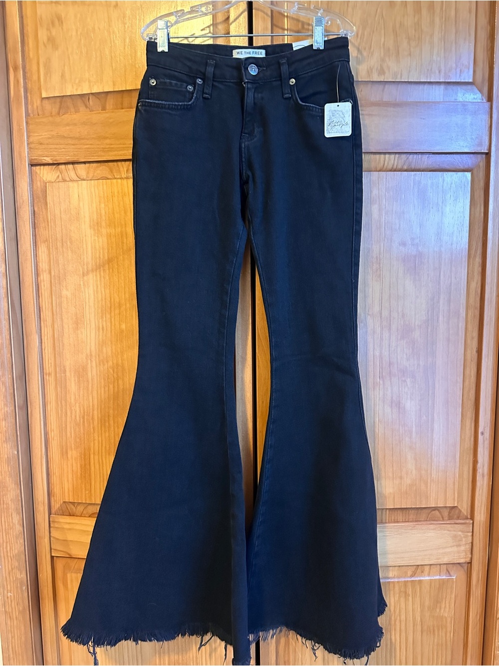 Free People Black High-Rise Wide Leg EMRE Flare Jeans NWT 25